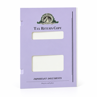 Dossiers fiscaux en papier personnalisés UIOWIO avec logo, languettes latérales à agrafes, pochette droite, organiseur de documents, dossiers de déclaration de revenus avec double fenêtre