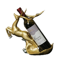 Porte-bouteilles de vin Cheval de guerre doré - Ornement artisanal en résine exquis pour armoire à vin