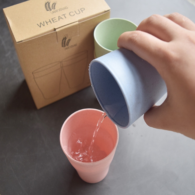 Новый стиль, трендовая портативная чашка, чашка из зеленого материала на заказ, чашка из пшеничной соломы для здорового образа жизни для детей и взрослых, для домашнего использования