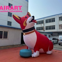 Grand modèle gonflable de Corgi de dessin animé, parfait pour les inaugurations de magasins d'aliments pour animaux, décorations gonflables de chiens