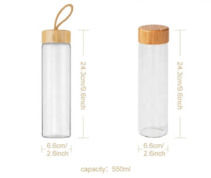 Tùy Chỉnh 550Ml Nước Trái Cây Chai Thủy Tinh Rộng Miệng Uống Chai Nước Bán Buôn Thủy Tinh Borosilicate Chai Nước Với Nắp Tre - Product Image 2