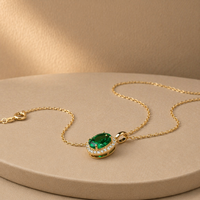 Kalung Liontin Kristal Rhinestone Potongan Oval Minimalis Prancis, Trendi Berlapis Emas 14K, Perhiasan Rantai Mewah Ringan untuk Wanita