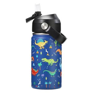 Botella de agua de acero inoxidable para niños de 12 oz, aislada al vacío, con pajita y cepillo, para la escuela, viajes, regalo. - Product Image 3