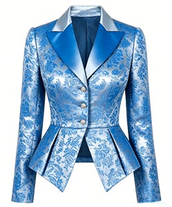 Damen Silber Jacquard Kurz-<span class=keywords><strong>Blazer</strong></span> Einreihige Modische Party-Jacke - Product Image 3