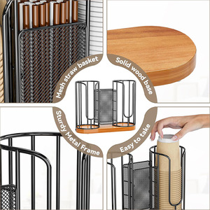Portabicchieri da Tavolo in Ferro e Legno, Stile Giapponese, Senza Foratura, per Cucina e Bar - Product Image 4