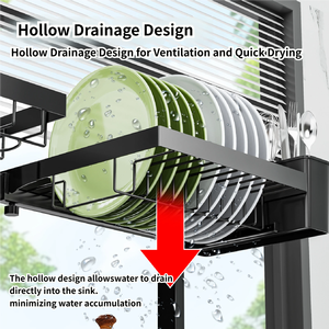Égouttoir à vaisselle métallique grande capacité pour évier, <span class=keywords><strong>4</strong></span> paniers, gain de place pour cuisine - Product Image 6