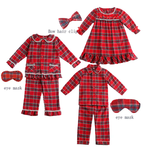 Pyjamas de Noël en Flanelle Tartan Prêts à Expédier pour Bébés Filles et Garçons, Vêtements Enfants en Gros, Ensembles Personnalisés en Dentelle - Product Image 2