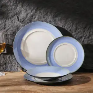 Único diseño de esmalte reactivo personalizado hogar usado platos juegos vajilla bistec ensalada pasta servir platos de cerámica