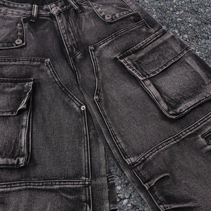 <span class=keywords><strong>Jeans</strong></span> Larghi da Uomo in Cotone e Poliestere, Patchwork Personalizzato con Tasche <span class=keywords><strong>Laterali</strong></span> 3D, <span class=keywords><strong>Jeans</strong></span> Denim Lavati per Autunno Inverno - Product Image 5