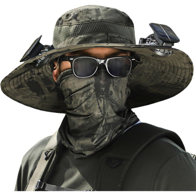 Manufacturer Wholesale Outdoor Hiking Camping Garden Fishing Hat Wide Brim Breathable Bucket Sun Hat with Solar Powered Fans