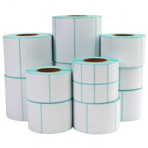 Étiquettes en papier rectangulaires autocollantes avec code-barres pour la logistique, impression par transfert thermique, diamètre du noyau de 3 pouces - Product Image 2