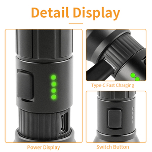 Điện chiến thuật <span class=keywords><strong>1000</strong></span> lumen 2025 100 Watt LED Đèn pin USB phóng đại - Product Image 5