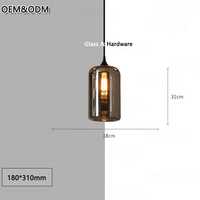 Suspension cylindrique en verre fumé avec finition noire, style minimaliste, pour ampoule Edison, idéale pour cuisine, salle à manger, chambre, entrée, décoration de plafond