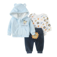 Ensemble de vêtements pour bébé d'hiver en trois pièces, unisexe, combinaison à manches longues, sweat-shirt à capuche, épais et chaud, ensemble de vêtements pour bébé personnalisé