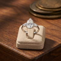 Bague en Moissanite Certifiée GRA en Argent Sterling S925, Taille Poire 4 carats VVS D, Diamants Moissanite Entiers, Vente en Gros