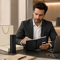 Ensemble cadeau de luxe 3-en-1 avec logo personnalisé, coffret cadeau d'entreprise innovant, mug isotherme promotionnel, ensemble de stylos et carnet