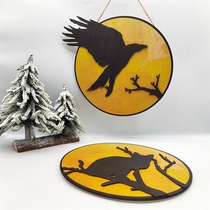 Halloween cửa trước dấu hiệu Halloween ván ép Phù Thủy trên hình bóng Phù Thủy trên mặt trăng - Product Image 3