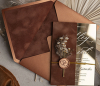 Luxe élégant Blush rose miroir Glamour enregistrer la date Clear Plexi mariage Invitations carte enveloppe de velours