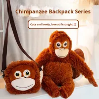 Jouet adorable en peluche d'orang-outan, singe à longs bras, avec sac à dos transversal et poupée à câliner, rembourrage en coton PP