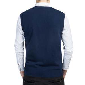 Suéteres de punto sin mangas con logotipo personalizado para hombre, jerséis de punto de algodón con cuello en V, informales, holgados, para otoño e invierno, para exteriores, ropa, suéter - Product Image 2