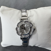 Orologio al Quarzo con Ghiera Floreale Argentata, Bracciale Modulare con Charm Italiano per Donna, Quadrante Sunray in Acciaio Inossidabile, Collegamenti Fai-da-te