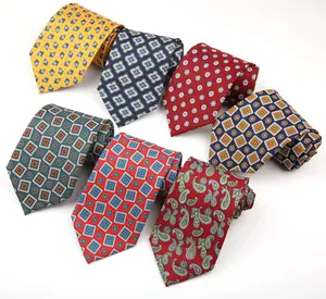 Corbata con estampado personalizado para hombre, corbatas de poliéster a rayas de Cachemira de alta calidad, corbatas de seda para hombre