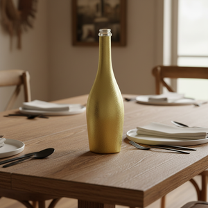 Bouteille <span class=keywords><strong>de</strong></span> spiritueux personnalisée <span class=keywords><strong>de</strong></span> luxe 750 ml à col long en verre avec bouchon en liège, placage or <span class=keywords><strong>haut</strong></span> <span class=keywords><strong>de</strong></span> <span class=keywords><strong>gamme</strong></span> pour brandy, tequila, vodka, <span class=keywords><strong>gin</strong></span> - Product Image 1