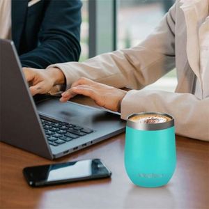 Gobelet à vin isotherme personnalisé de 12 oz, style américain, en acier inoxydable, réutilisable, portable, grande capacité, avec couvercle en soie - Product Image 3