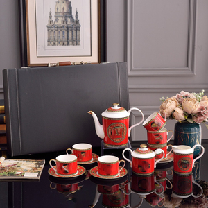 Ensemble de café en porcelaine rouge de luxe nordique à prix bas, décoration pour la maison - Product Image 2