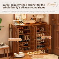 Meuble à chaussures intégré pour entrée, grande capacité, en bambou, multifonctionnel, pour couloir, de luxe, moderne, autoportant
