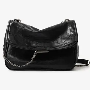 Модная высококачественная черная кожаная женская мягкая сумка-рокер через плечо на заказ, модная сумка-кошелек для женщин
