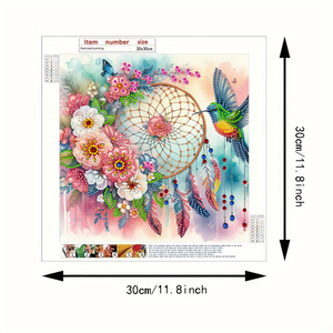 Personnalisé DIY 30*30CM <span class=keywords><strong>Attrape</strong></span>-Rêves Décoration Murale Peinture Diamantée Forme Spéciale 5D Perceuse Cristal Moderne Décoration Maison Peinture Diamantée - Product Image 2