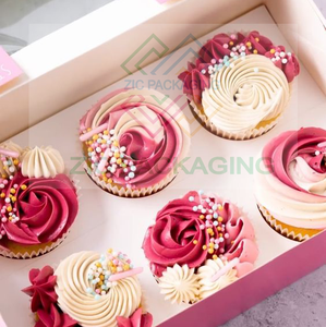Caja de Embalaje para Cupcakes Reciclable de Alta Calidad Personalizada, Caja de Cartón para Pastel Impresa en Offset con Inserto y Ventana para Pastel Pequeño - Product Image 3