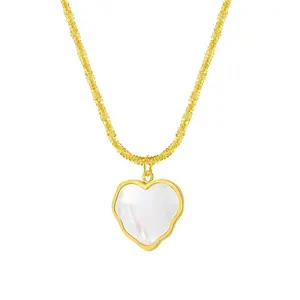 Boho chic jewelry women stainless steel 18k gold irregular heart shaped natural shell pendant necklace