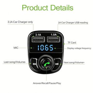 ที่ชาร์จในรถยนต์ QC3.0 เครื่องเล่น MP3 อะแดปเตอร์ชาร์จเร็ว X8 ชาร์จเร็วแบบคู่ ที่ชาร์จในรถยนต์แบบ USB คู่ พร้อมเครื่องส่งสัญญาณ FM สำหรับโทรศัพท์และแท็บเล็ต - Product Image 2
