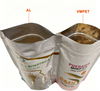 Sachet d'emballage personnalisé en VMPET mat AL 200g 100g pour poudre protéinée, superaliment vert, complément alimentaire nutritionnel, avec fermeture éclair réutilisable