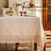 Nappe de table rectangulaire de style français vintage, imperméable, à motif géométrique, luxe léger, haut de gamme, résistante à l'huile pour la maison