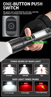 Lampe Torche Tactique Puissante 800 m 500 Lumens 5 Modes, Longue Portée et Zoomable, Batterie Rechargeable 18650, LED COB