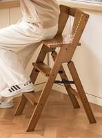 Tabouret-échelle pliable multifonctionnel en bambou, marchepied domestique à double usage, chaise de cuisine épaissie avec dossier, nouveau style chinois