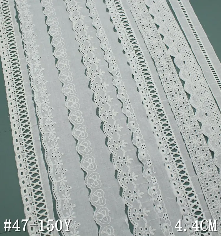 Broderie eyelet lace trim white anglaise eyelet cotton lace