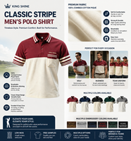 Chemises Polo pour Hommes en Piqué 100% Polyester de Haute Qualité, Rayures Classiques, Uniformes, Vêtements de Travail, Chemises Polo de Golf pour Hommes