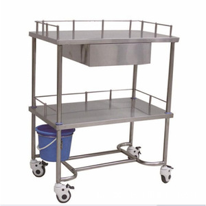 Da Cong Medical Treatment Cart 750x450x900mm Double Layer Stainless Steel Instrument <b>Trolley</b> With Brake <b>Wheels</b> - Product Image 5