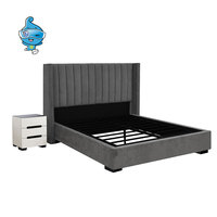 Lit capitonné réglable Queen/King Size avec design de style européen, cadre en métal et bois massif, directement de l'usine