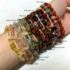 Gelang Manik-manik Batu Permata Alami Yang Dapat Disesuaikan, Gelang Manik-manik Batu Mulia Alami Elastis Penyembuhan Kristal CIP Tumbler - Product Image 3