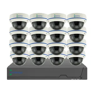 H.265 Smart Dome tipo Vandalproof POE Câmeras IP 16 Canais POE NVR Vigilância CCTV Câmera Sistema Construir no Mic