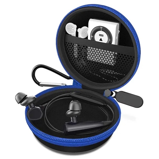 Wireless Headset Small Round Pocket Earbud Travel Carrying Earphone Case with Zipper for Smartphone Earphone