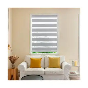 Custom cheap easy lift manual cordless vertical day and night zebra roller blinds for living room