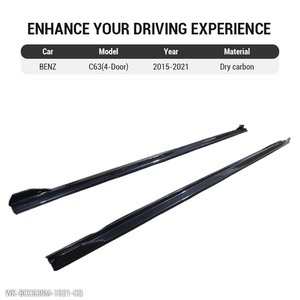 Pièces automobiles Kit carrosserie Kit aérodynamique W205 <span class=keywords><strong>AMG</strong></span> <span class=keywords><strong>C63</strong></span> C63s Jupes latérales en fibre de carbone pour Mercedes Benz Jupes latérales Carbone sec 2015-2021 - Product Image 2