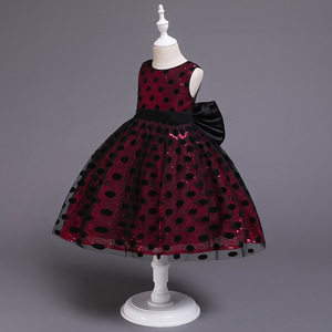Robe à paillettes à pois pour filles, jupe tutu bleu lac, robe de princesse avec nœud - Product Image 2