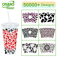 Autocollants de transfert UV double face Osmo 24oz pour gobelets en plastique lavables, motif imprimé léopard pour gobelets